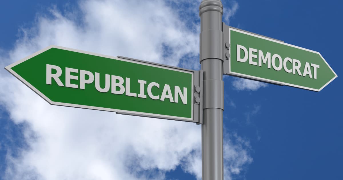 Bipartisan Bitcoin Advocates
Street sign points "Republican" to the left and "Democrat" to the right.